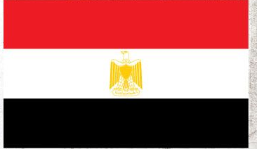 Egypt flag sticker with red, white, black stripes and gold emblem