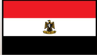 Egypt flag sticker with red white black stripes and central gold emblem