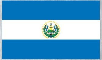 El Salvador flag sticker with blue-white-blue stripes and central coat of arms