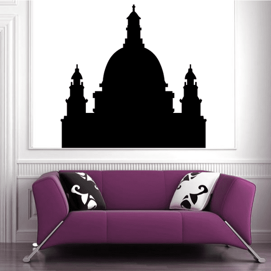 Fairytale castle decal featuring a black silhouette with three towers and central dome