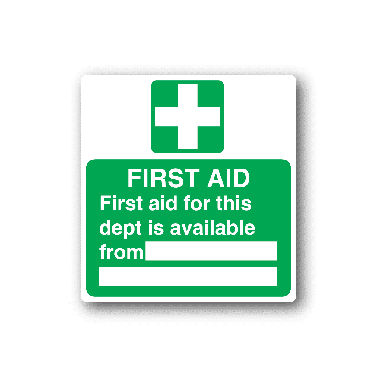 Image of First Aid for this dept is available from Sticker