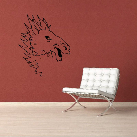 Black flame-maned horse head wall decal