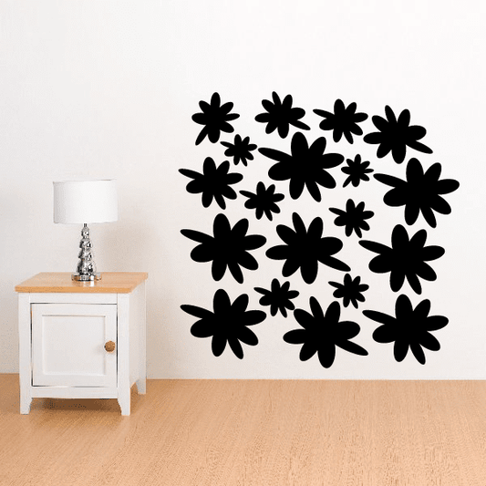 Daisies flower wall decal with black daisy shapes