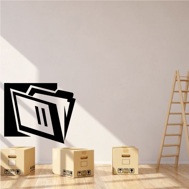 Folder decal with black geometric folder icon design