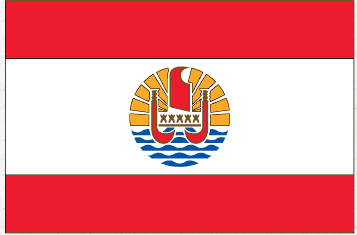 French Polynesia flag sticker, rectangular red-white-red stripes with central crest
