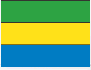 Gabon flag sticker with green, yellow, and blue horizontal stripes