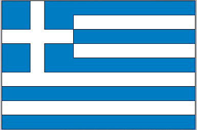 Greece flag sticker with blue and white cross design and horizontal stripes