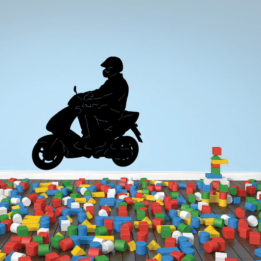 Black scooter rider wall decal