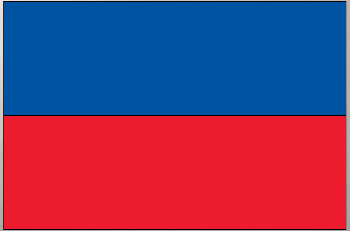 Haiti flag sticker, rectangular with blue top and red bottom bands.