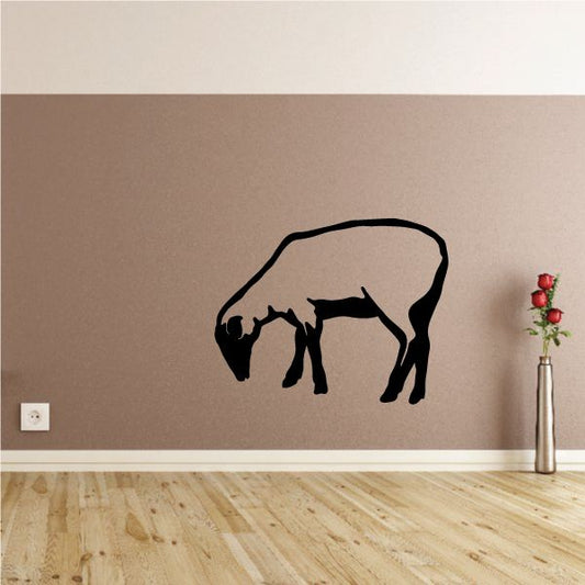 Sheep grazing wall decal, black silhouette outline