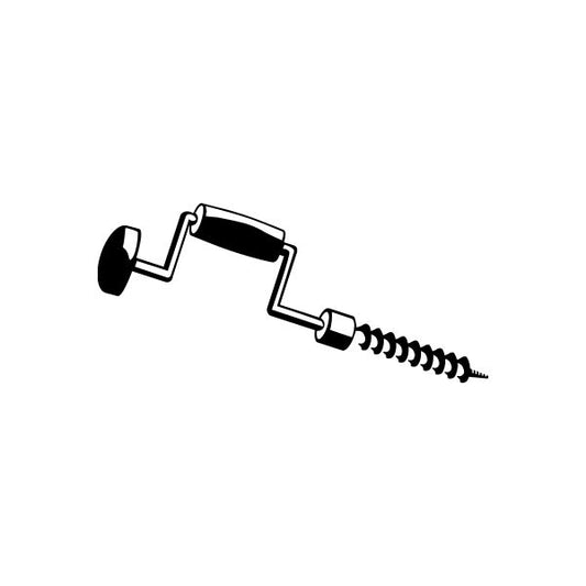 Hand drill vinyl decal sticker, black outline tool with spiral screw