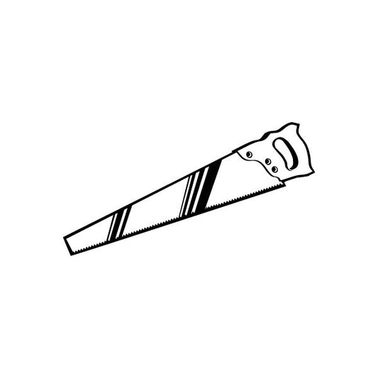 Hand saw vinyl decal sticker with black outline saw design