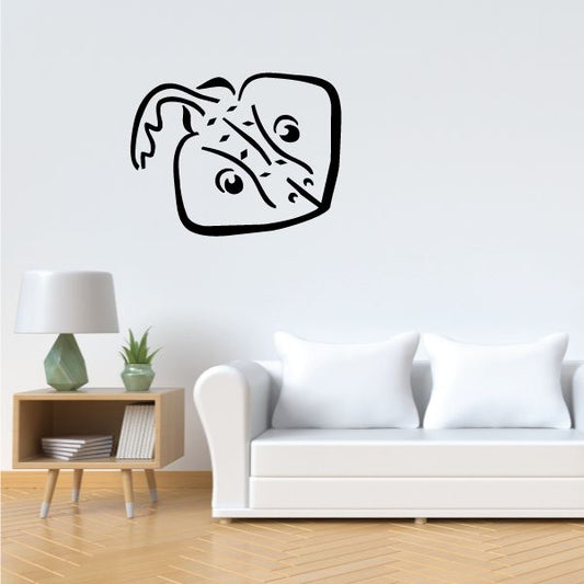 Round stingray wall decal, black outline with happy expression, circular border