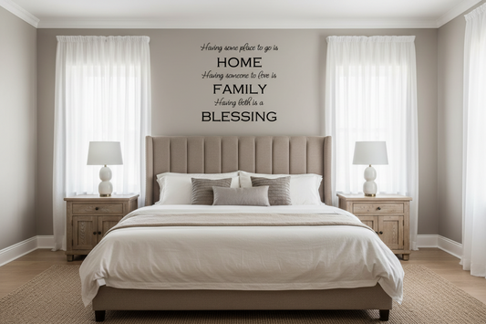Image of Having some place to go is Home having someone to love is FAMILY having both is a BLESSING Decal