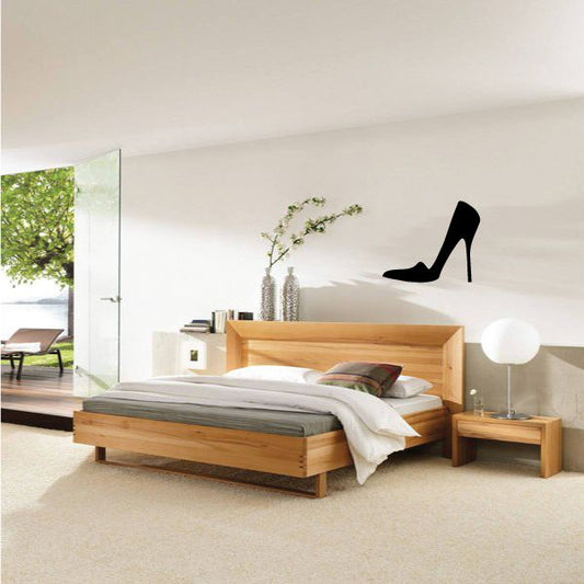 Black high heel wall decal with stiletto silhouette