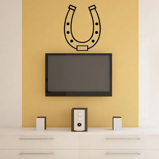 Horseshoe wall decal, black outline with dot accents and center square