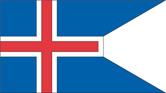 Iceland flag sticker with blue background, red cross, and white border