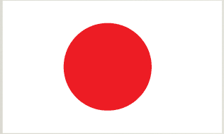 Japan flag sticker with a red circle on a white background