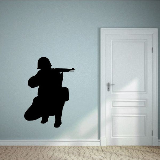 Image of Kneeling Soldier Aiming Rifle Decal