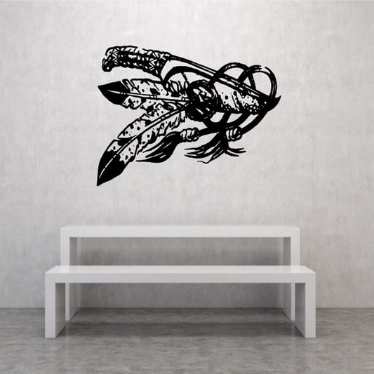 Knife with feathers wall decal, black