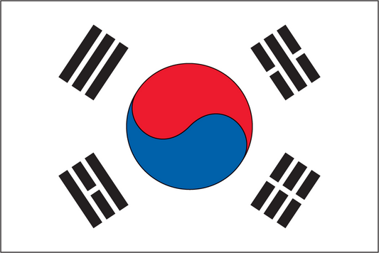 Circular South Korea flag sticker with red-blue yin-yang and four black trigrams