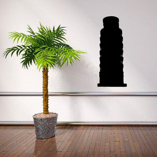 Leaning Tower of Pisa wall decal silhouette, black sculpted tower shape