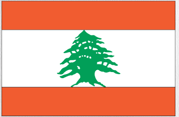 Lebanon flag sticker with green cedar tree emblem on white band, orange stripes