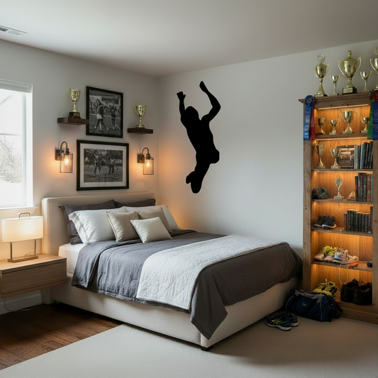Long Jump Athlete Track and Field Sports Vinyl Decal featuring long jump athlete for custom sports decor in custom size and color