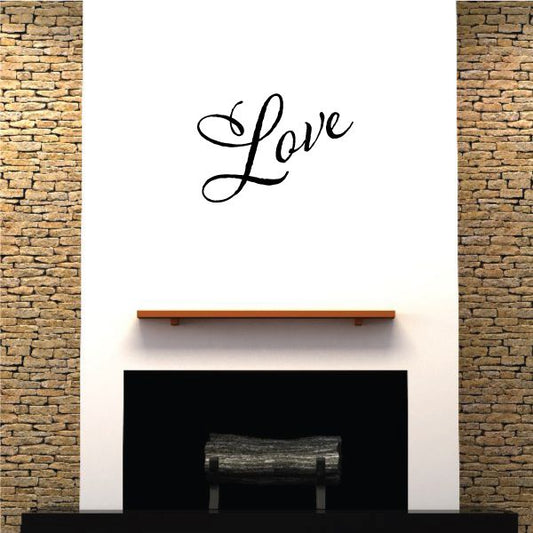 Love wall decal, black cursive text on white background