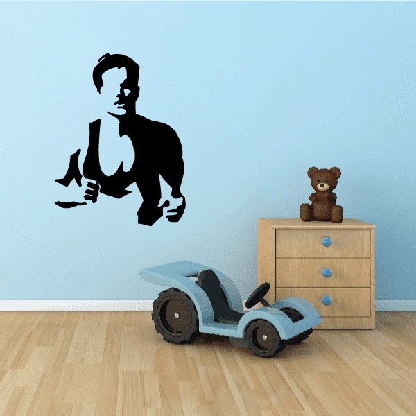 Black male runner upper body wall decal silhouette