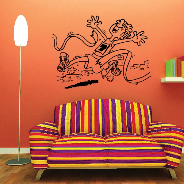 Marathon winner decal featuring a cartoon runner with arms out and victory pose