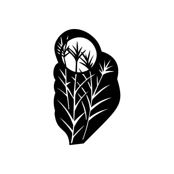 Vinyl decal sticker: black tree silhouette with circular moon detail