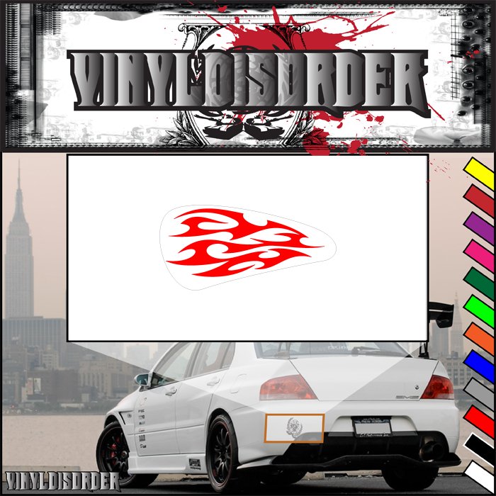 Red flame motorcycle tank decal vinyl on white backing
