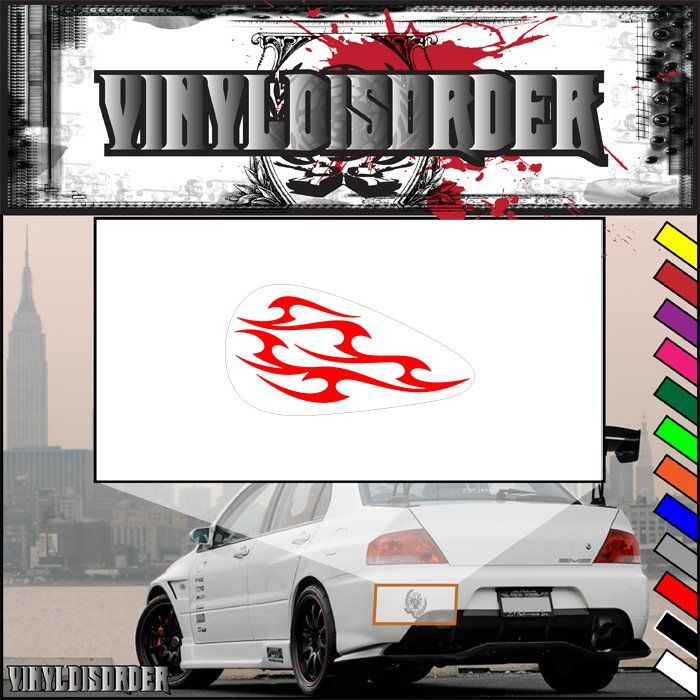 Red flame tank vinyl decal sticker, flame graphic
