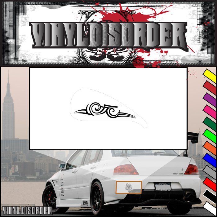 Motorcycle tribal tank vinyl decal with black eye swirl graphic