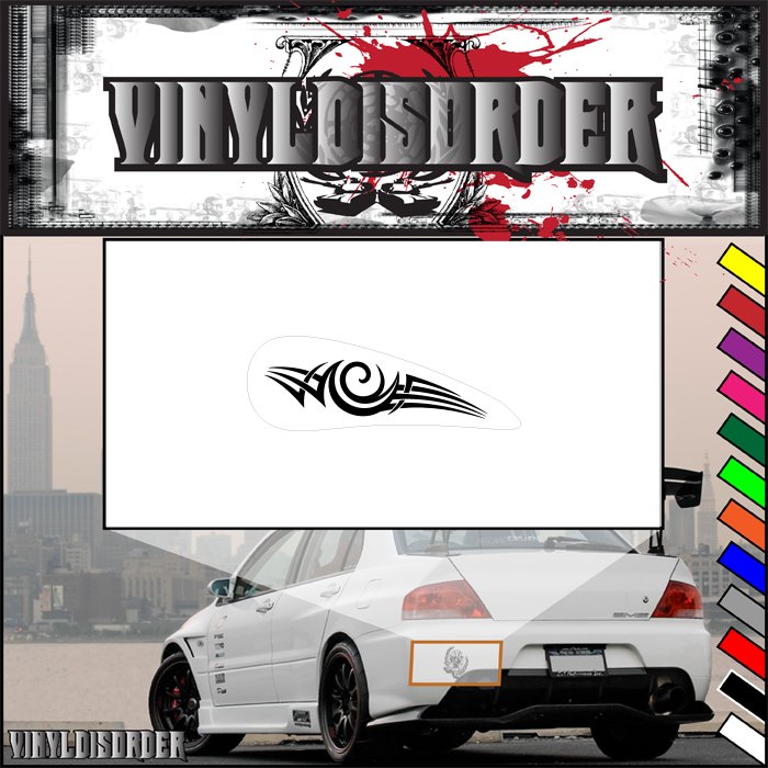 Motorcycle tribal tank decal vinyl sticker with black winged emblem on white