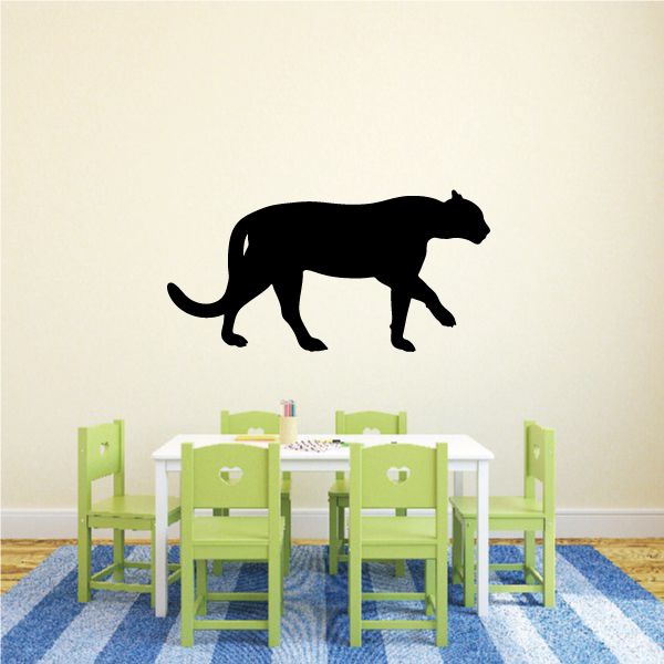 Walking lion silhouette wall decal, black