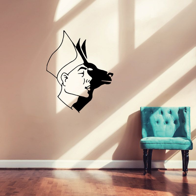 Native American wall decal with black profile silhouette vinyl sticker