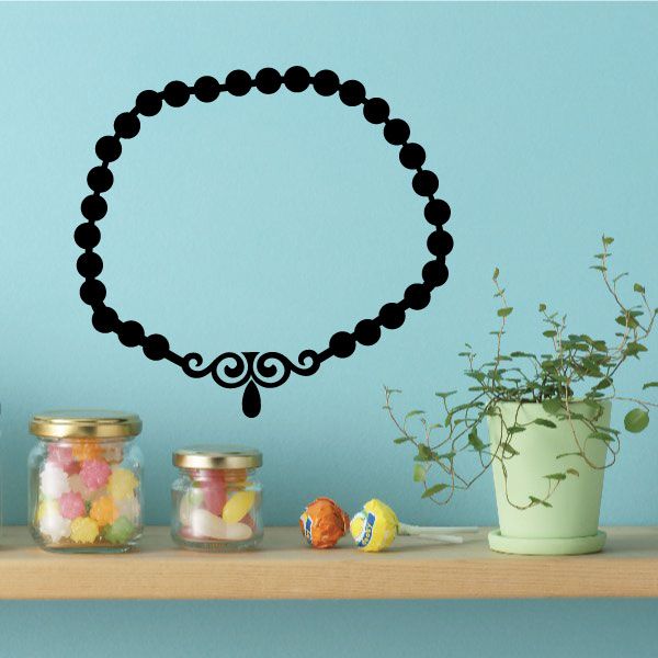 Black bead necklace decal with teardrop pendant
