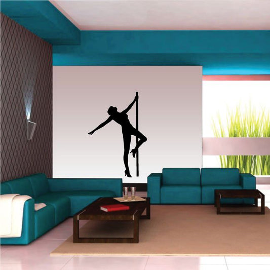 Image of Nude Pole Dancer in Heels Spinning Around Decal