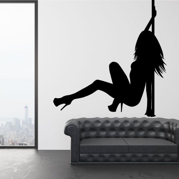 Image of Nude Pole Dancer Siting in Heels Decal