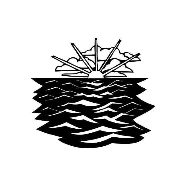 Vinyl car decal sticker with dark compass and wave pattern