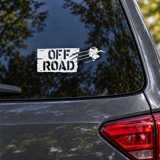 Off-road sign decal with OFF ROAD text and white off-road silhouette
