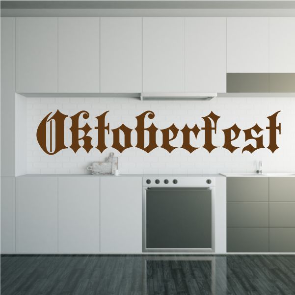 Oktoberfest wall vinyl decal with brown Gothic lettering