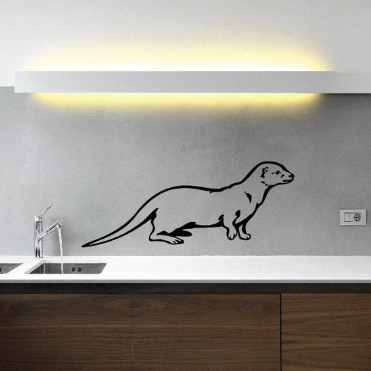 Otter watching decal: black otter silhouette on a wall