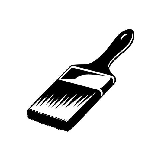 Paint brush decal sticker, black and white bristle tool graphic