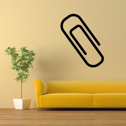 Black paper clip wall decal with outlined paper clip shape