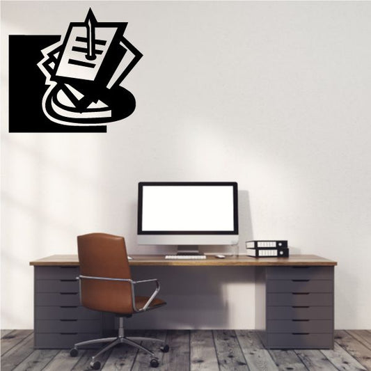 Black and white memo holder paper decal icon on wall