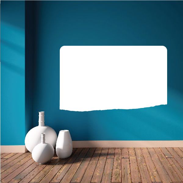 White rounded rectangle wall decal sticker, vinyl style