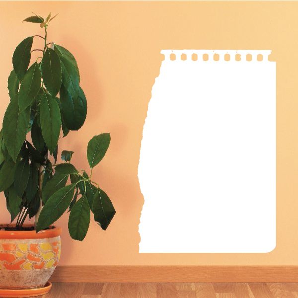 White notebook page wall decal with punched top strip